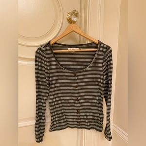 Eye Candy Green Striped Long Sleeve Buttoned Top